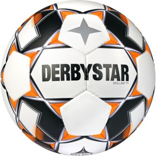 Derbystar Fußball Brilliant TT AG Größe 5, Kunstrasen Training , handgenäht schwarz-weiss-orange