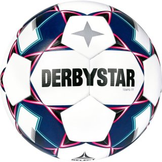 Derbystar Fußball Tempo TT Größe 5, Training , handgenäht blau-weiss